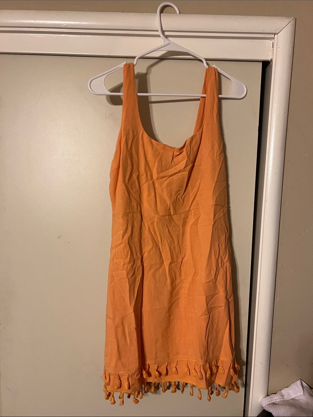 Lulu's Orange Tassel-Hem Mini Dress